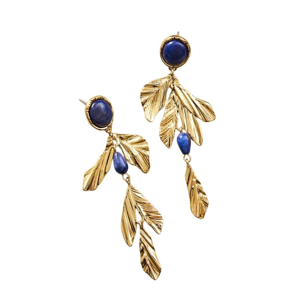 Mignonne Gavigan NWT Orchard Earrings in Blues African Jade Statement